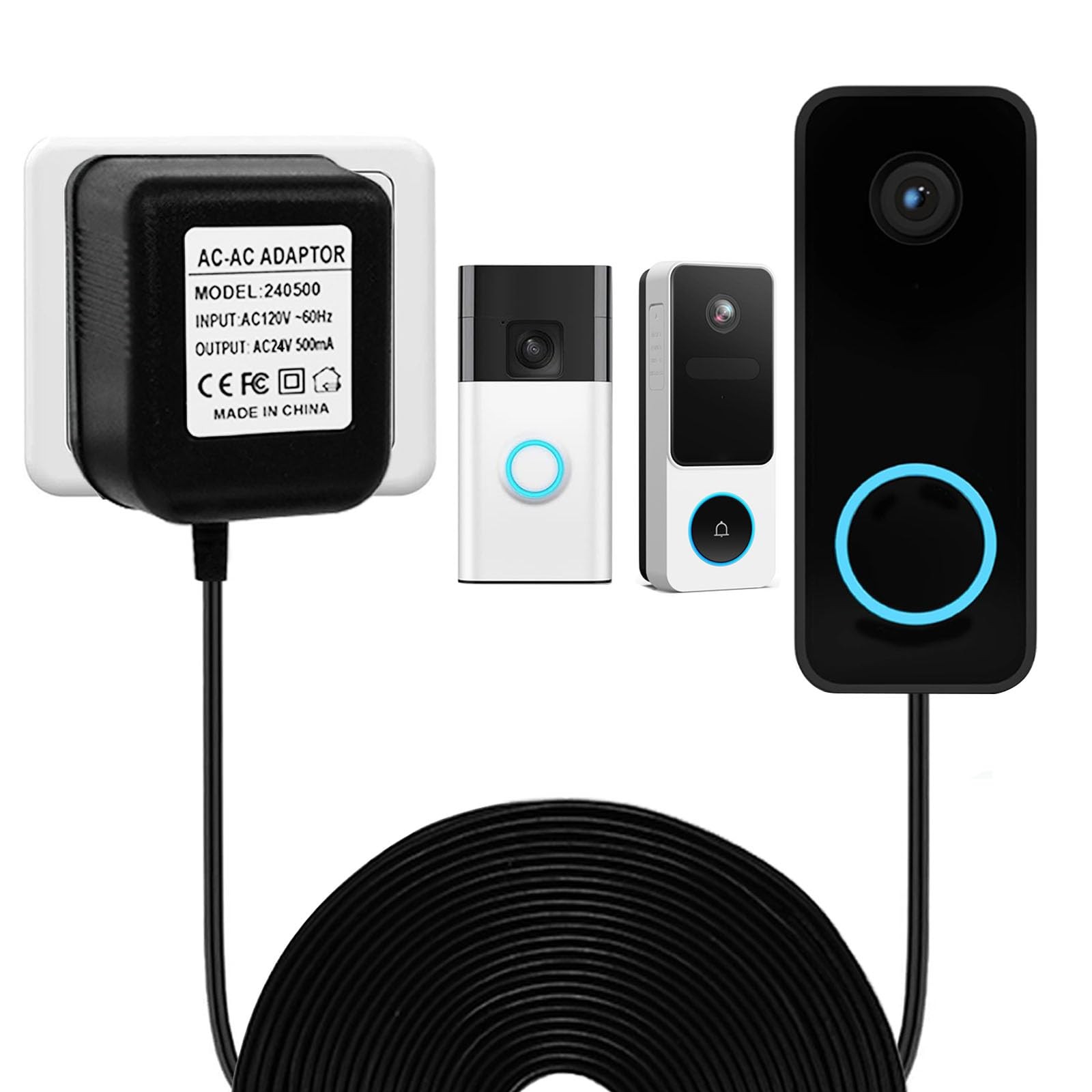 16ft 24V Doorbell Transformer Compatible with WYZE Doorbell V2