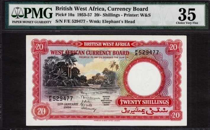 British West Africa 20/- Shillings Pounds £1 1956 Queen Elizabeth II