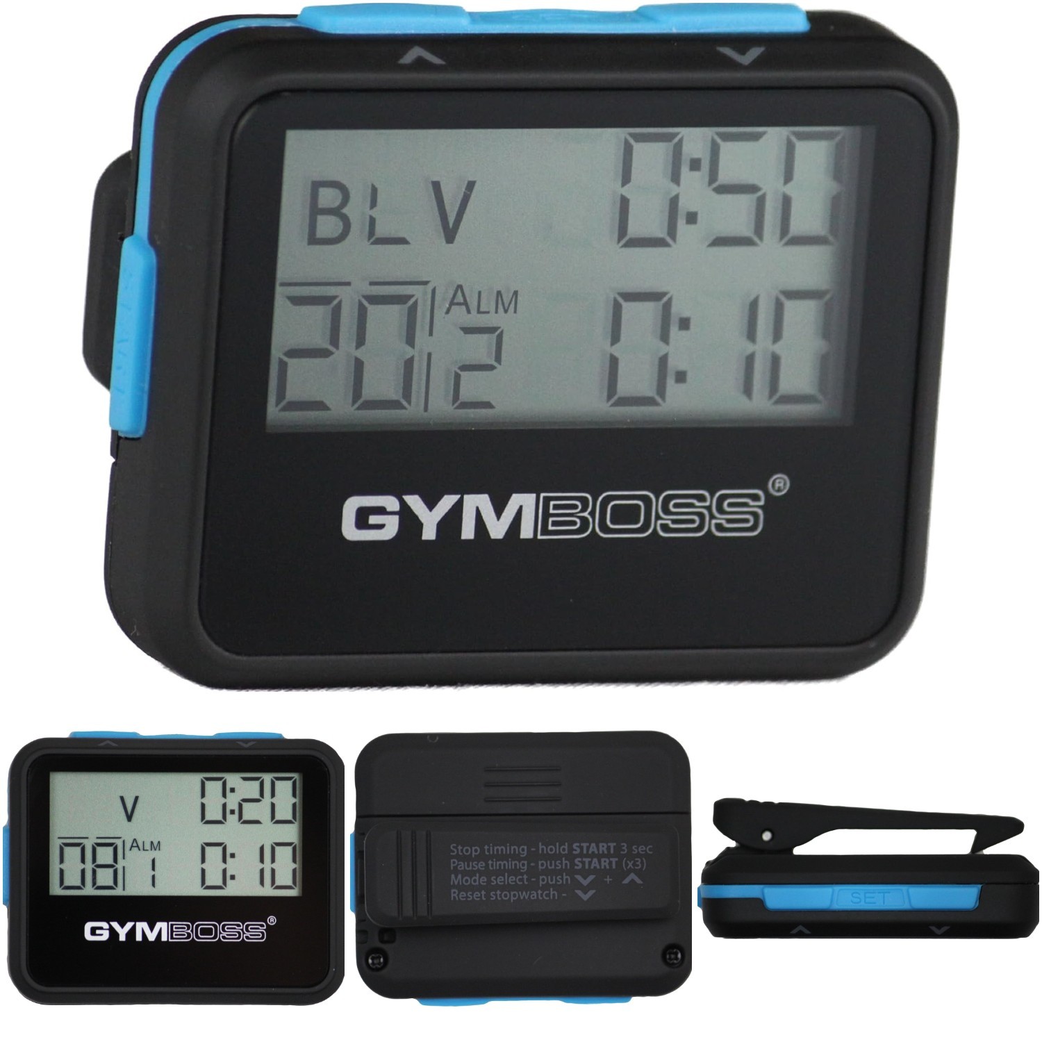 Black Blue Softcoat Interval Timer Stopwatch Fitness Workout Stopwatch