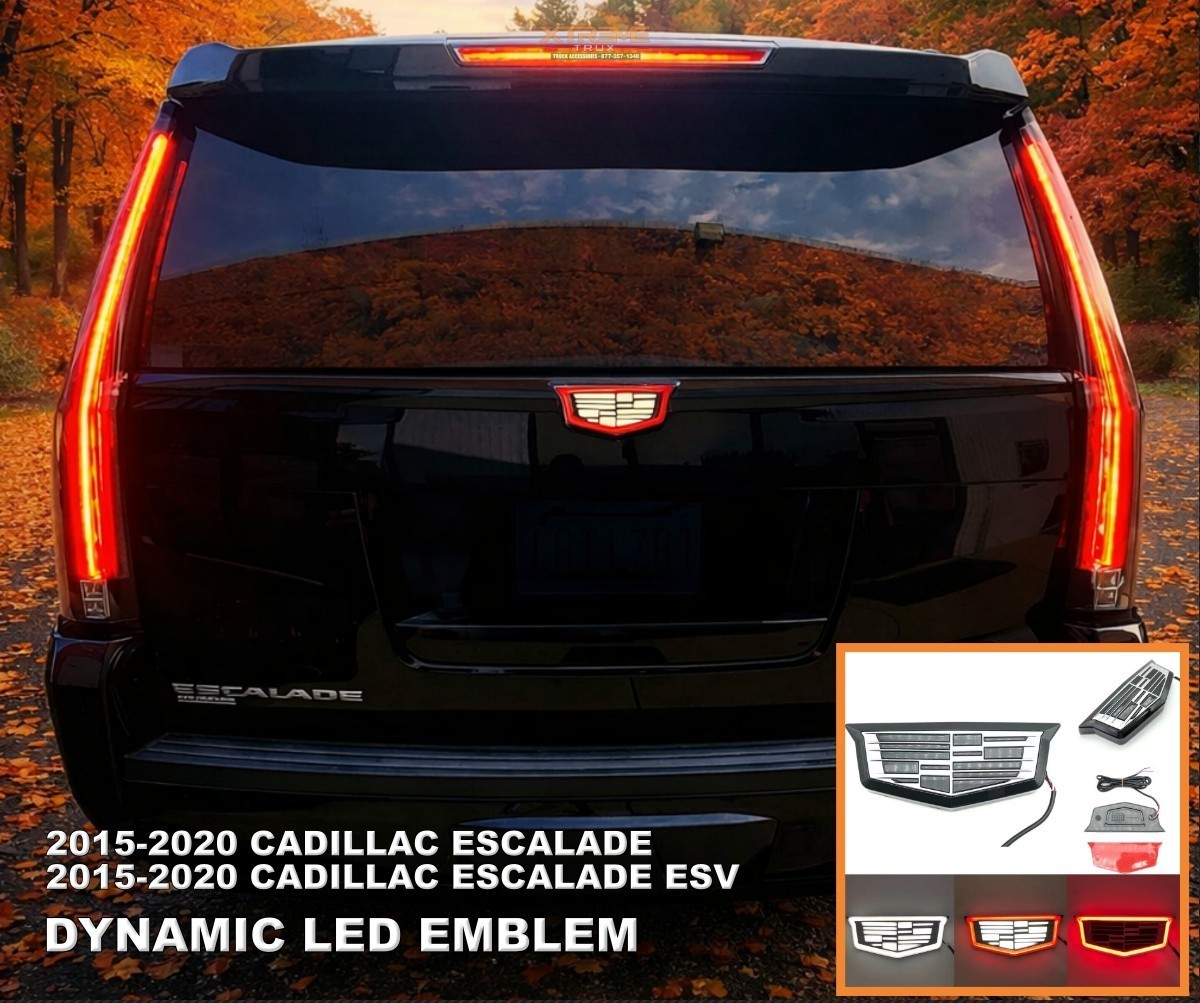 Silver Dynamic White LED Rear Tailgate Emblem Fits 2015-2020 Cadillac Escalade