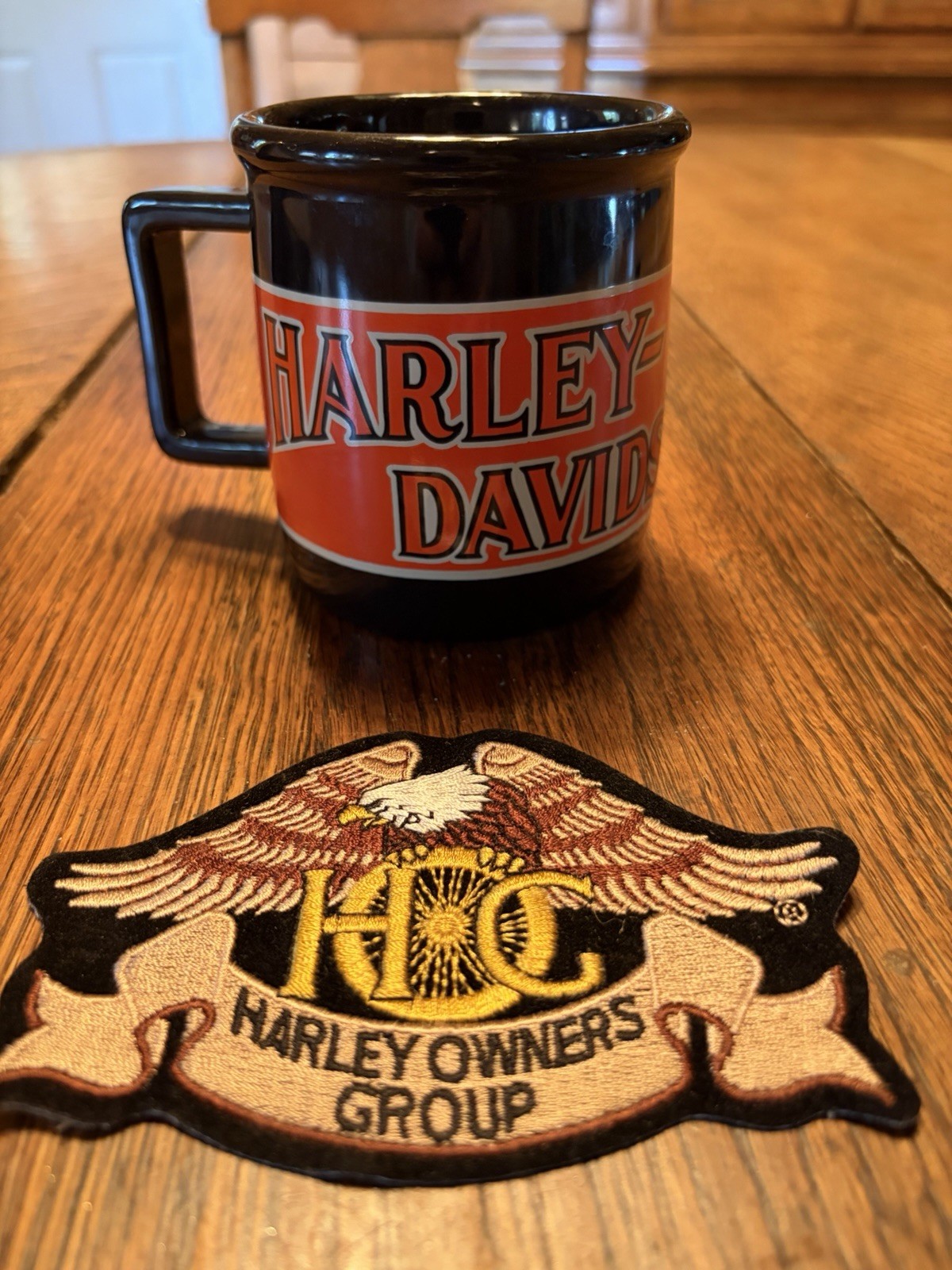 Vintage Harley Owners Group HOG Eagle Embroidered Patch And Mug
