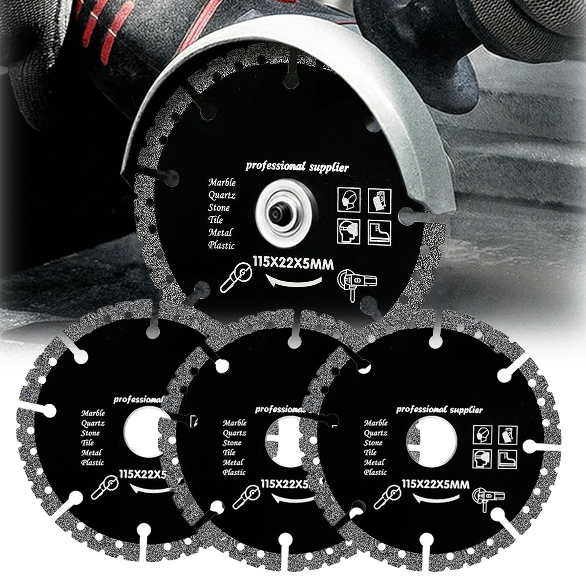 3pcs Diamond Multi-Purpose Saw Blades,4.5 Inch Heavy Duty Diamond Cutting Blades