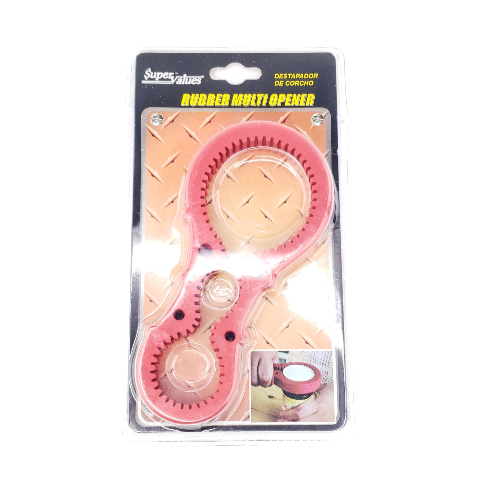 Super Values Rubber Multi-Opener For Soda Bottles Pasta Sauce Jars Kitchen Red