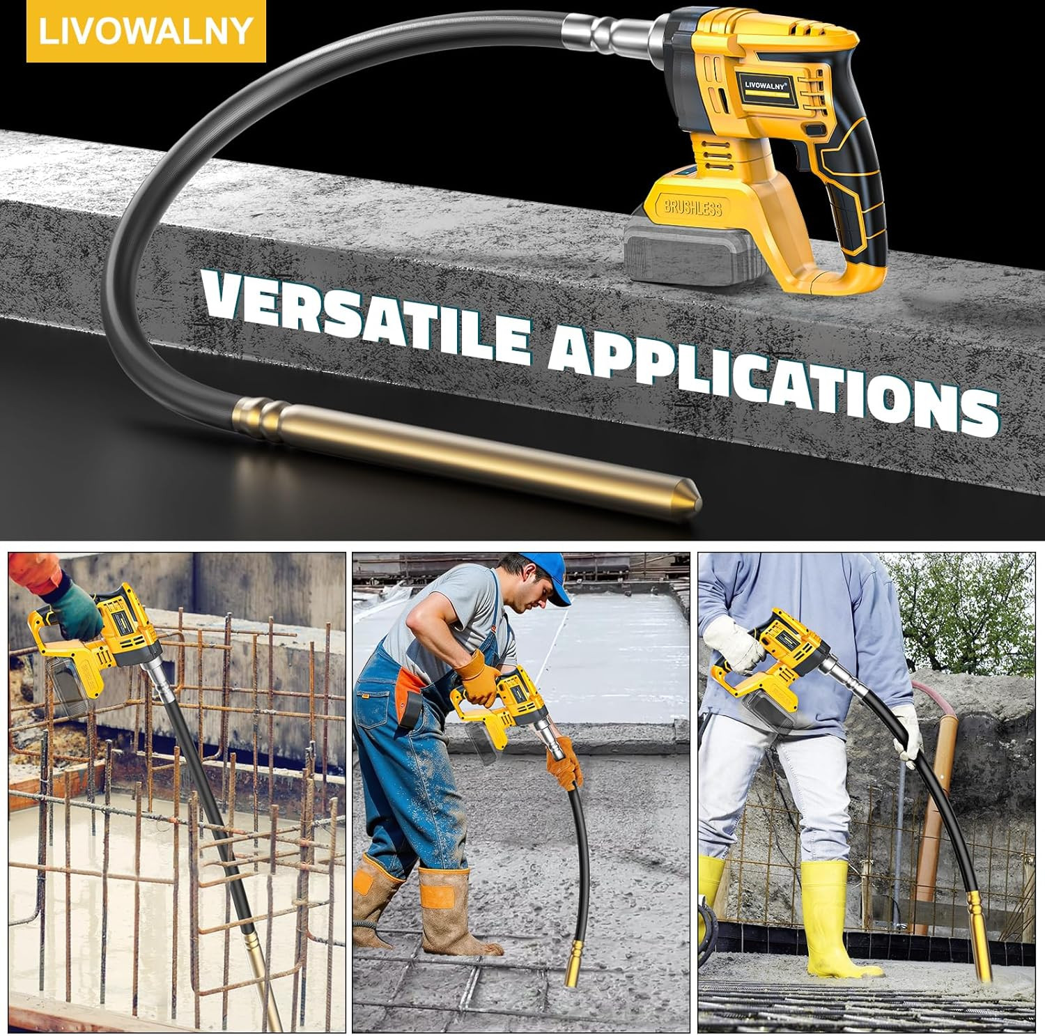 Handheld Concrete Vibrating Tool | Compatible with Dewalt 20V Battery (Tool Only