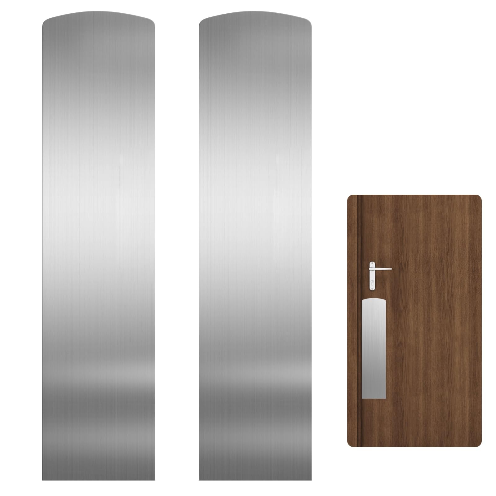 Sanbege 2 Pcs Door Scratch Protection Plate 4" x 16", 4 x 16 in, Nickel