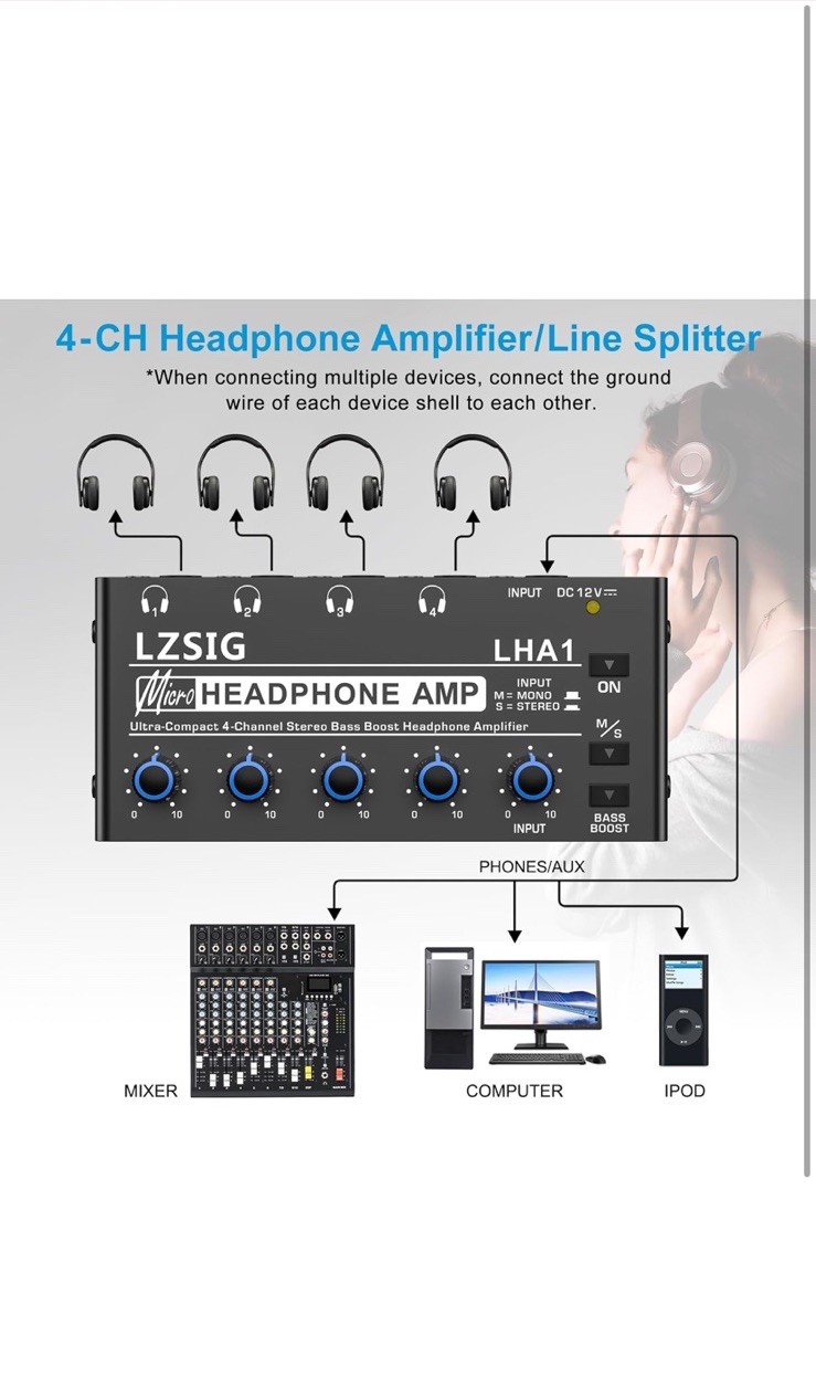 LZSIG Micro Guitar Headphone Amp Rechargeable Multi Effects Mini Amplifier