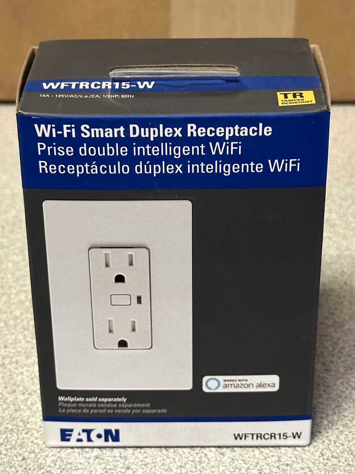 NEW Eaton WFTRCR15-W White Wi-Fi Smart Duplex Receptacle Works with Alexa 15A