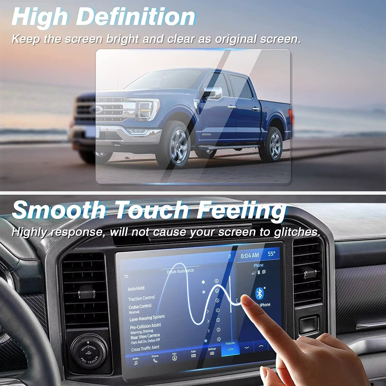 12 in HD Tempered Glass Screen Protecter Ford 2021-2023 F150 SYNC4 Interior