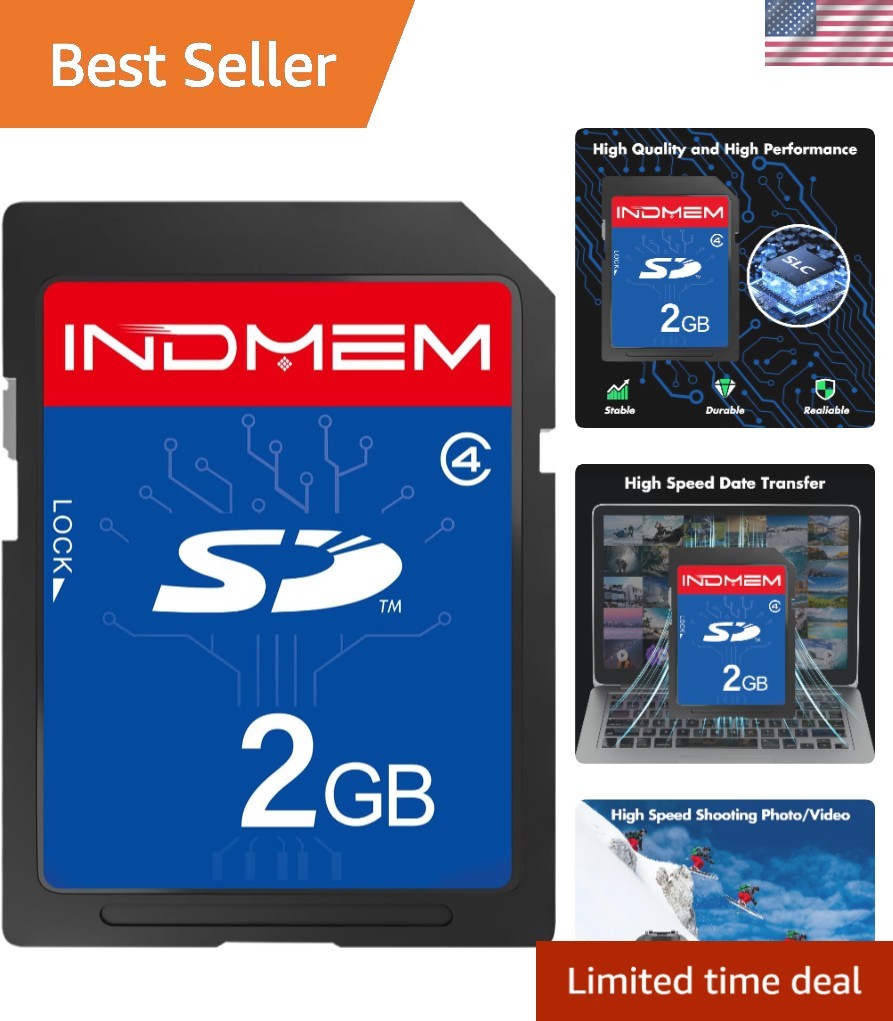 INDMEM 2GB Temperature-Proof Class 4 SD Card for High-Speed Device Storage