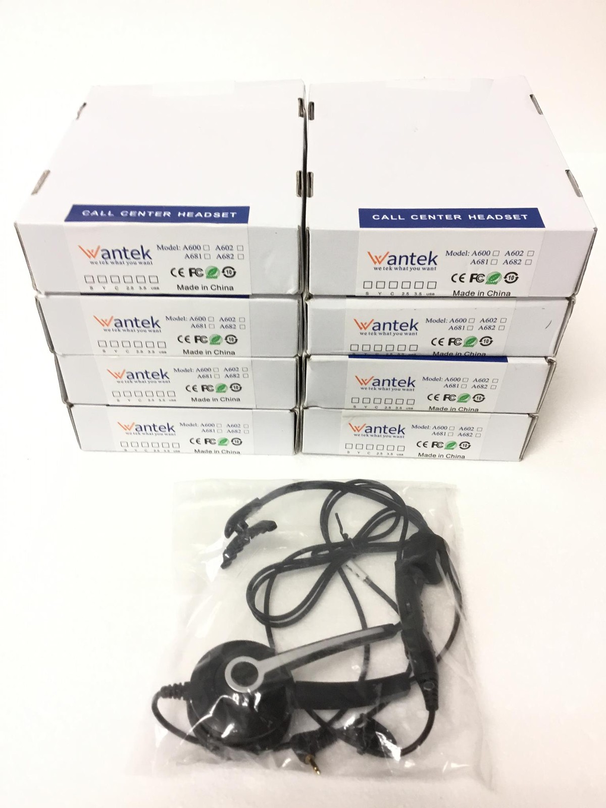 8x NEW WANTEK Wired Earphone Headset X003wdlb4h w/3.5MM Audio Cable, FREE SHIP