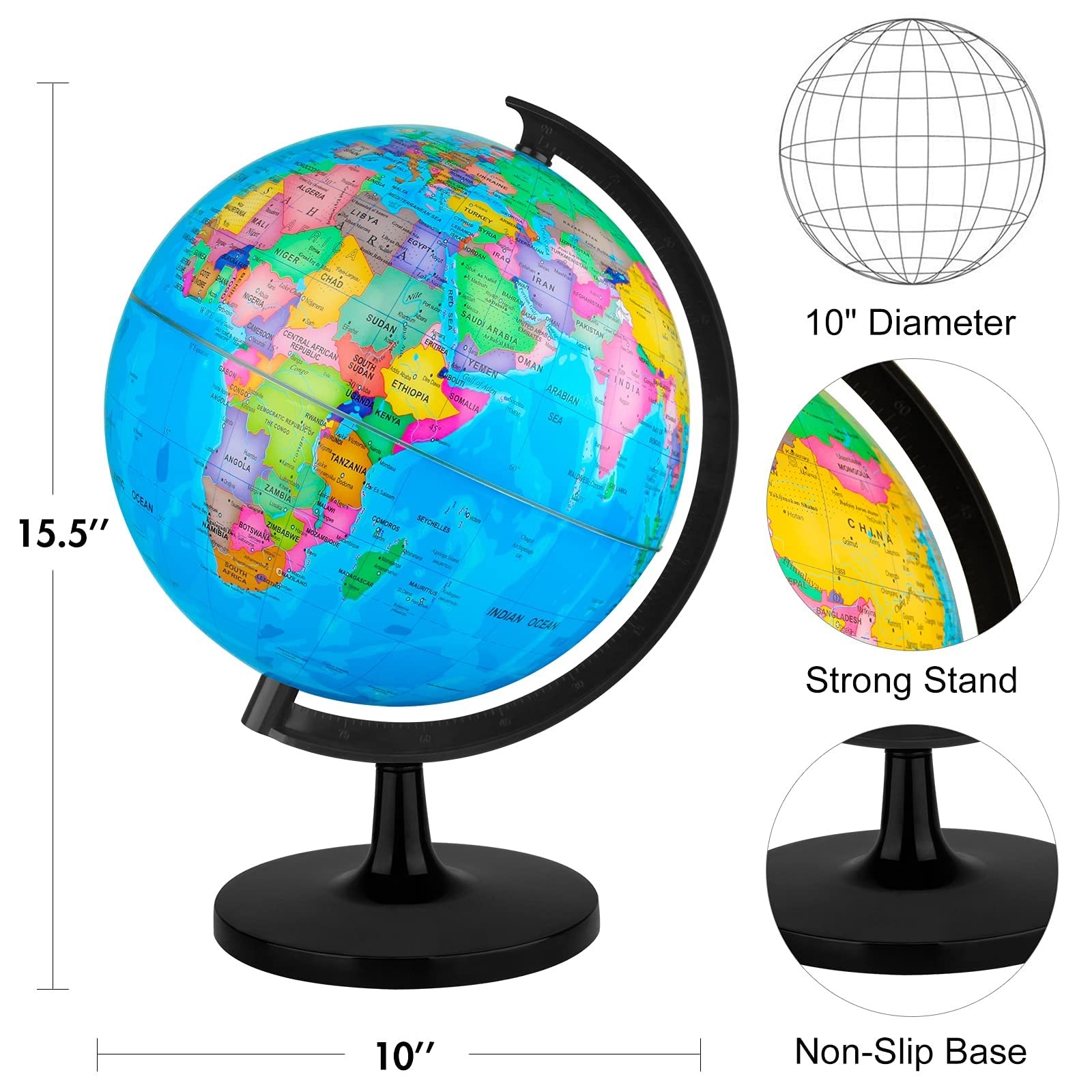 10'' World Globe for Kids Learning