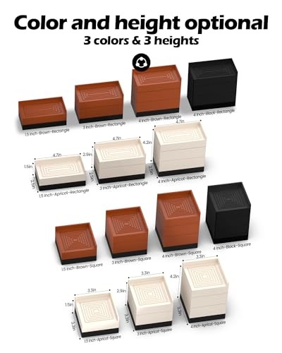 Furniture Risers, Tclouda Bed/Sofa/Desk/Table/Chair 3 Inch-black-square