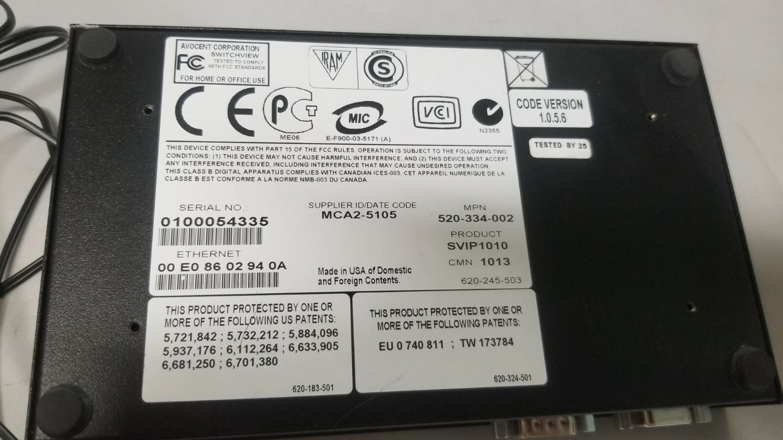 Avocent Switchview 1010 SVIP1010 KVM Over IP Unit With Power Supply