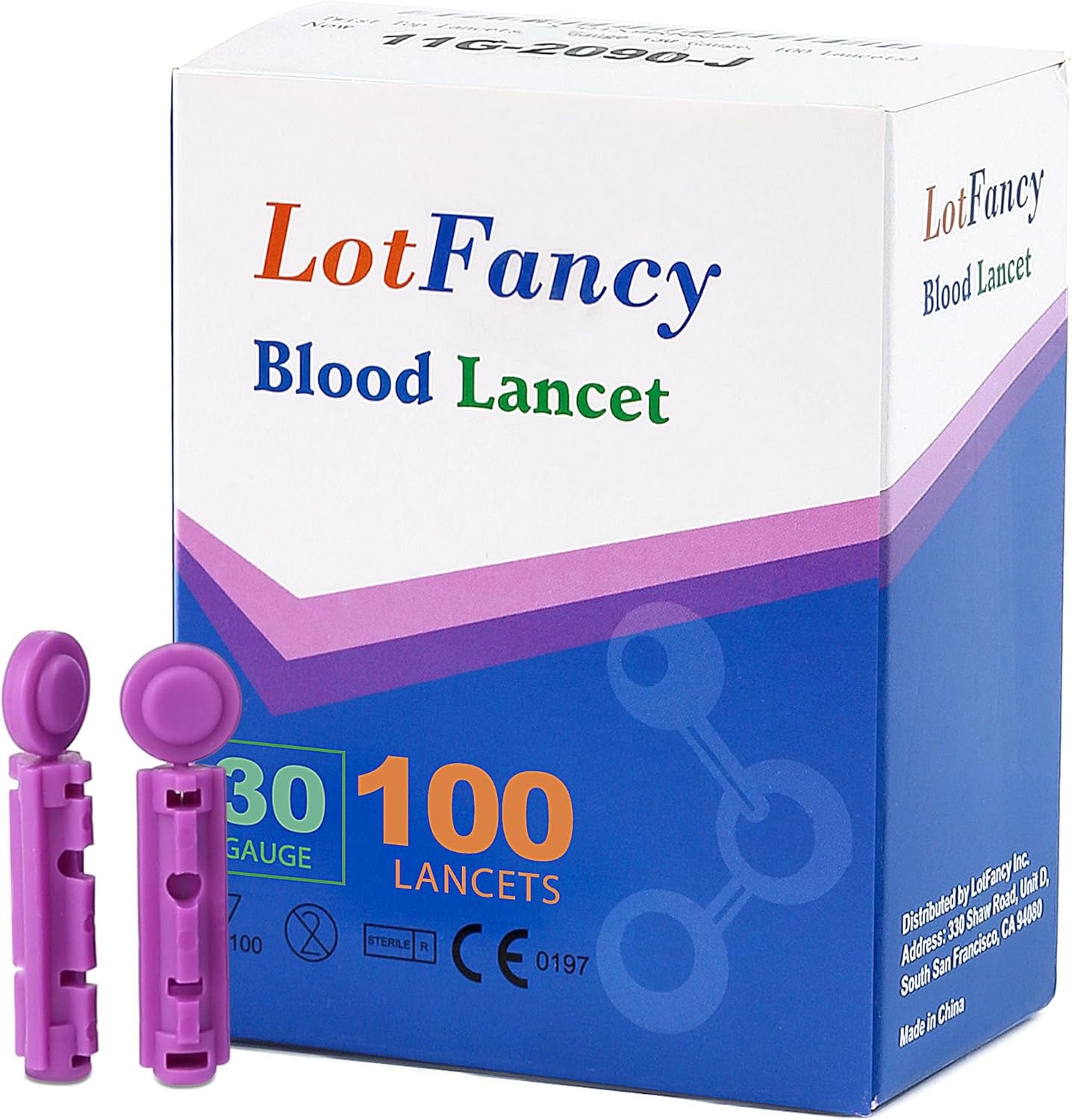 LotFancy Lancets for Blood Testing, 30 Gauge, 100-Count Twist Top Lancets