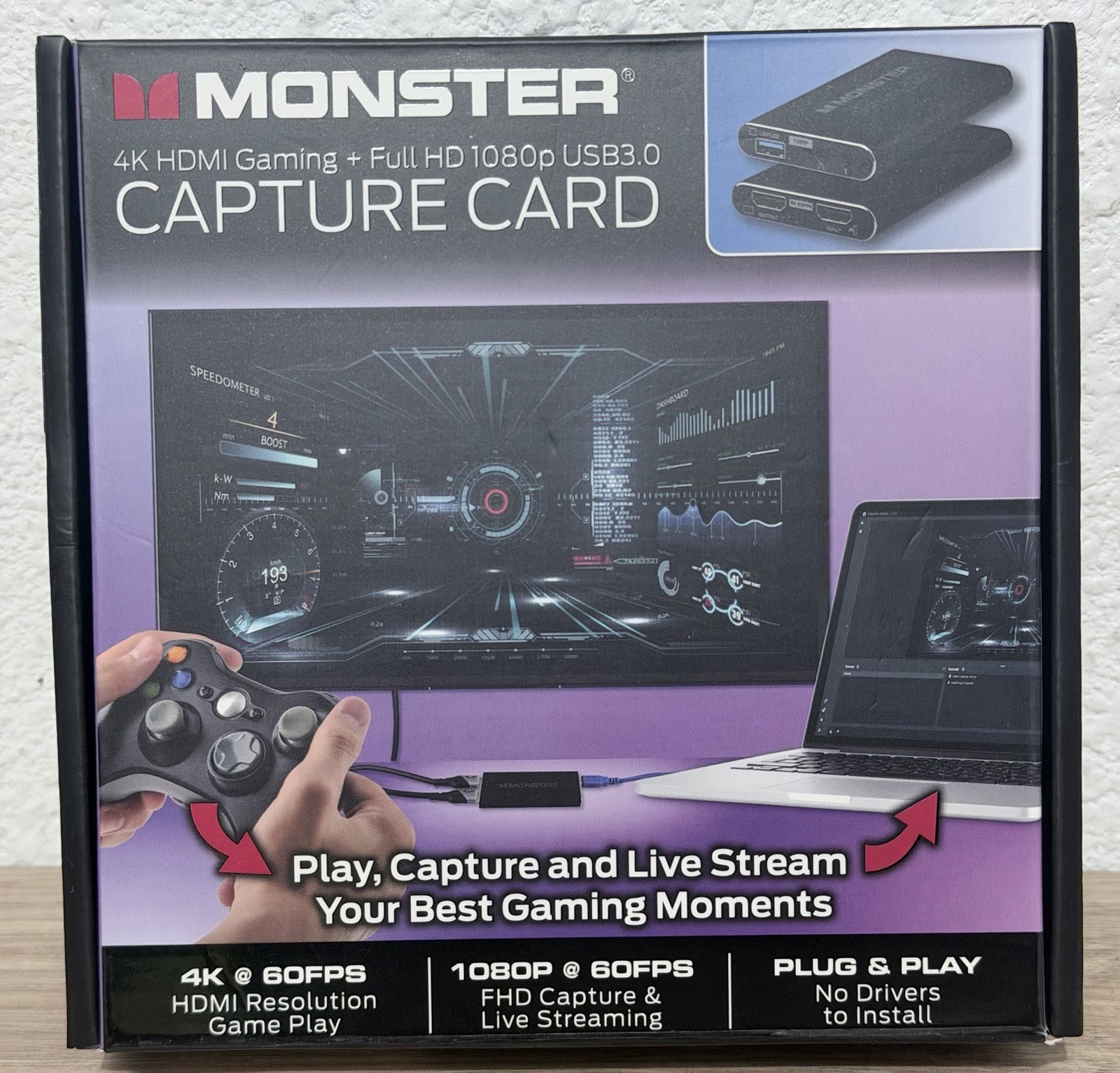 Monster 4K HDMI Gaming Capture Card Full HD 1080p with USB 3.0 ( Open Box )