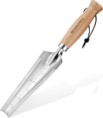 WORKPRO Garden Trowel with Wood Handle, Stainless Steel Narrow Hand Nature