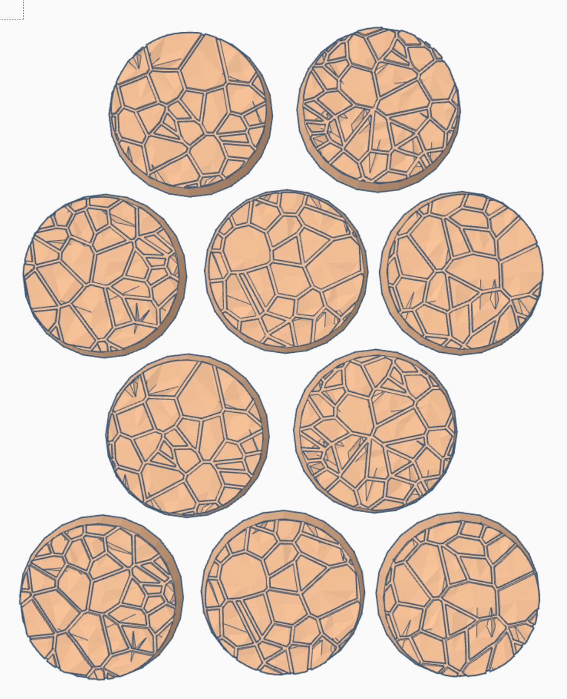 10x Cracked Earth round Bases 25mm D&D Wargames