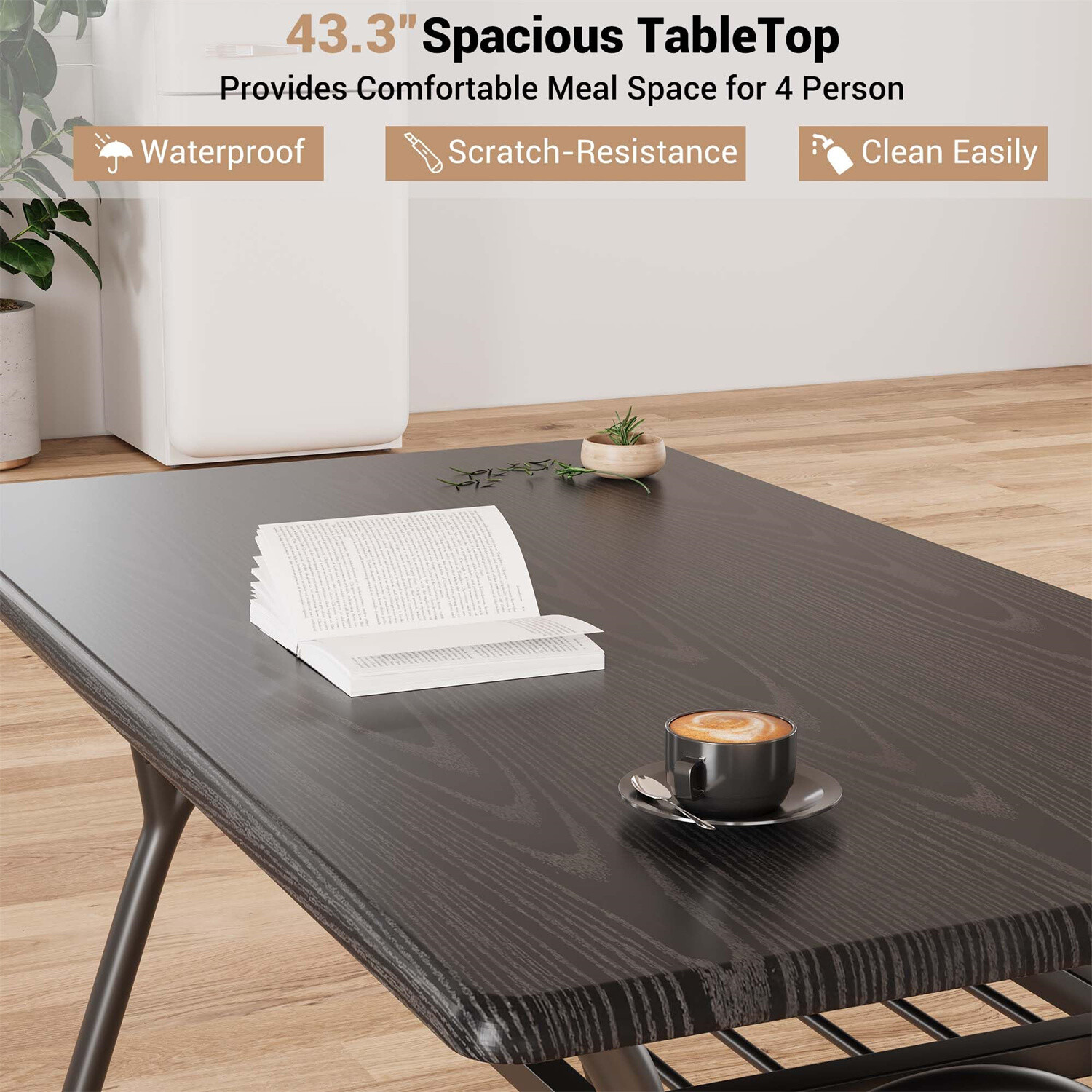 ✅Dining Table Set for 4 Kitchen Table with Boucle Chairs for 4 Modern Rectangula
