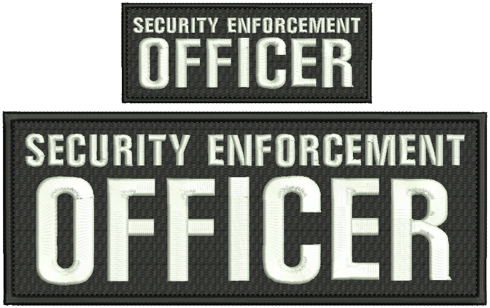 Security enforcement officer embroidery patch 4X10 and 2x5 hook black/white