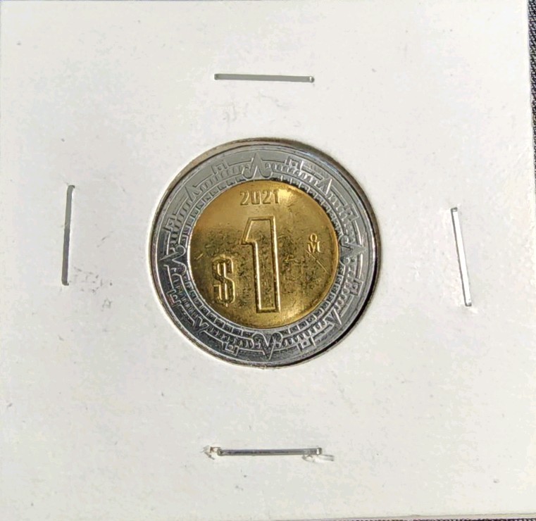 2021 Mexico 1 Peso $1 Bimetallic Coin – Brilliant Uncirculated (BU / UNC)