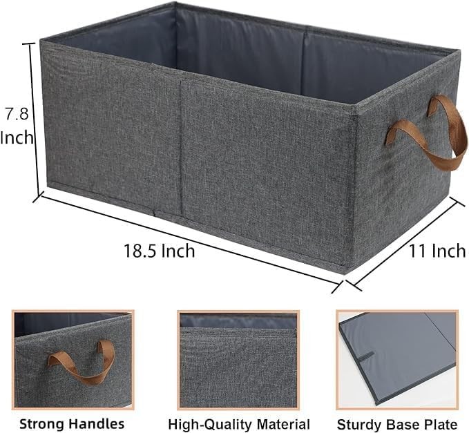 Pack of 3 Large Capacity Storage Bins Closet Organizer System, Sturdy Foldabl...