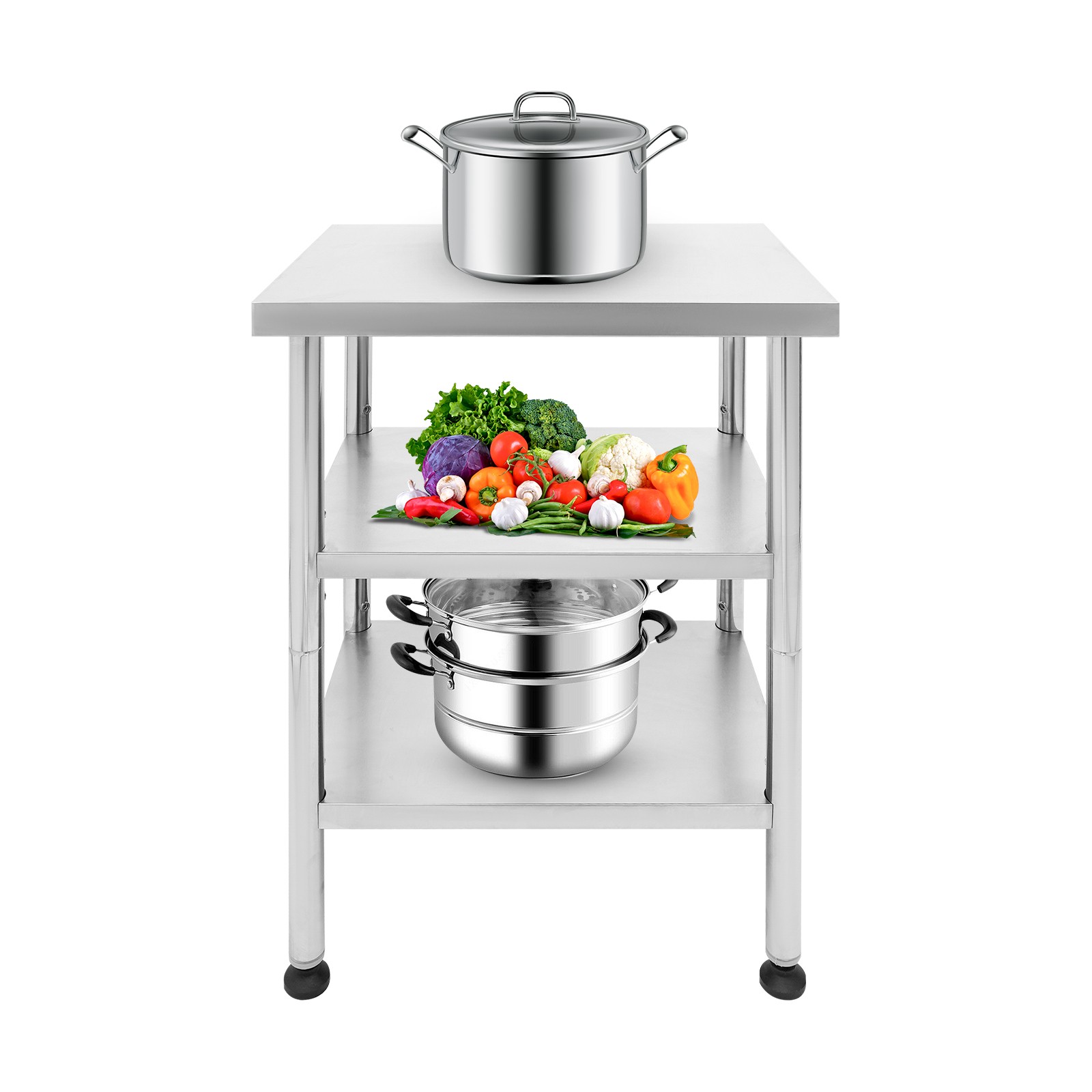 Work Table Commercial Work Table with Adjustable Under Shelves 3-Tier Work Table