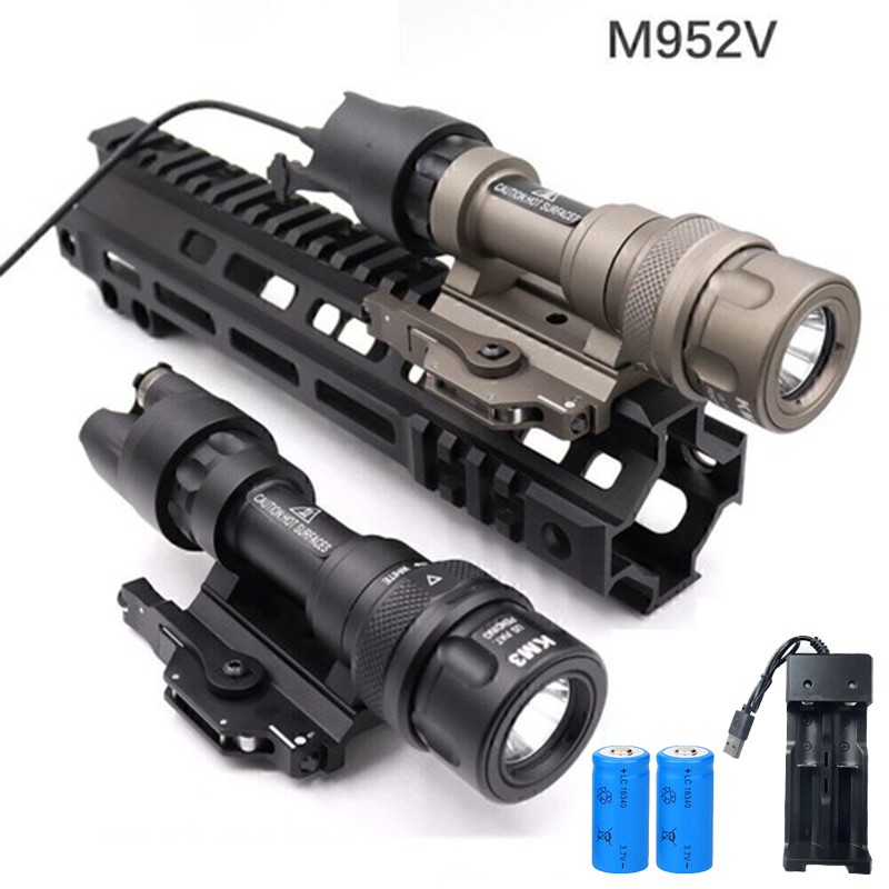 Hunting Mounted Light 400LM LED Flashlight Torch Quick Detach 20mm Rail Mount US