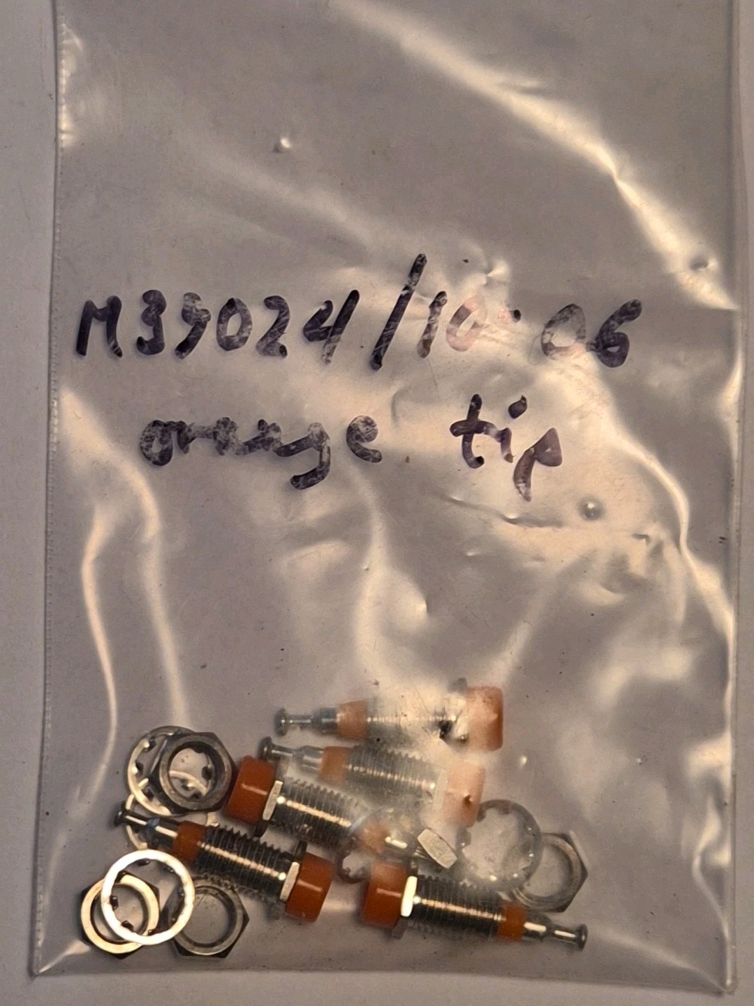5 EA Amphenol Orange Jack Tips PN M39024/10-06, NSN 5935013511391, NOS.