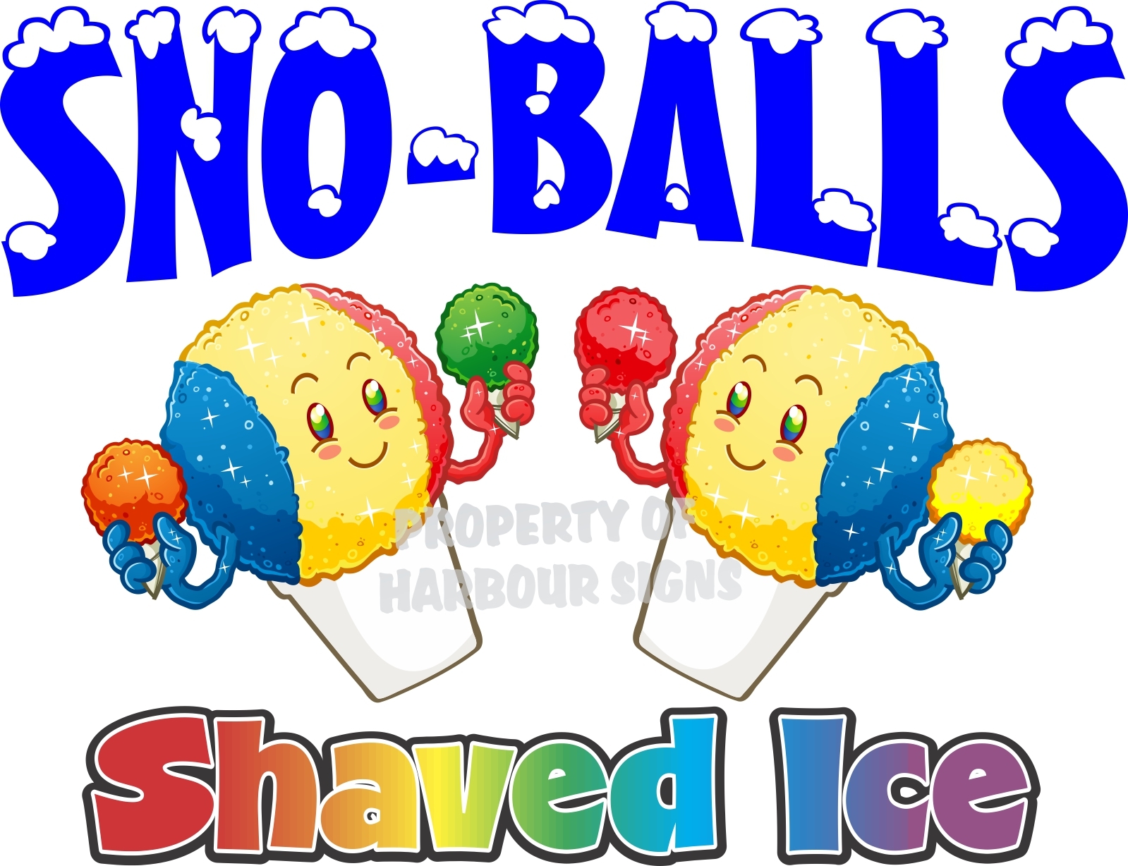 Sno-Balls Shaved Ice Decal 24" Cup Snow Cones Concession Cart Trailer Sticker