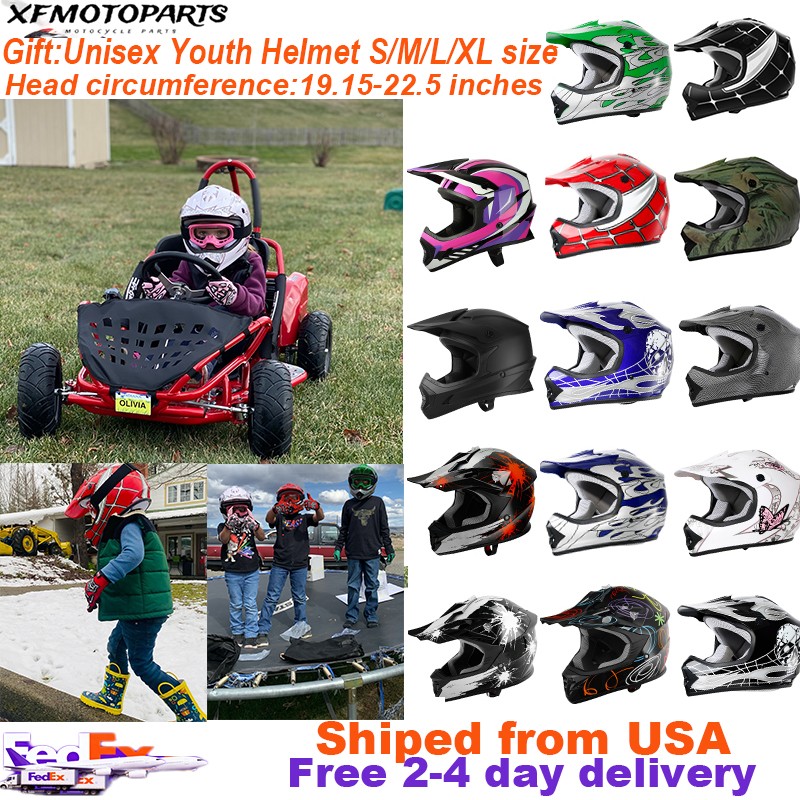 DOT Youth Kids Helmet Street Dirt Bike Off-Road ATV Motocross Helmet 3-15 Year