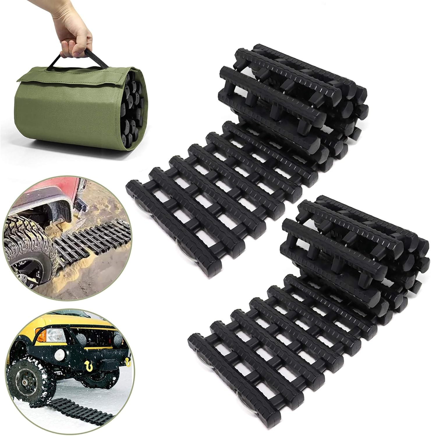 Reliancer 2PC Traction Tracks Mats TPR 31.5" L Tire Recovery Track Pad Roll...