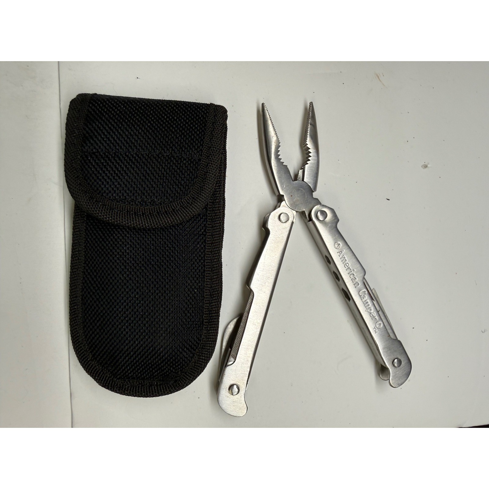 American Camper Multi-Tool Stainless Steel Folding Pliers with Nylon Sheath