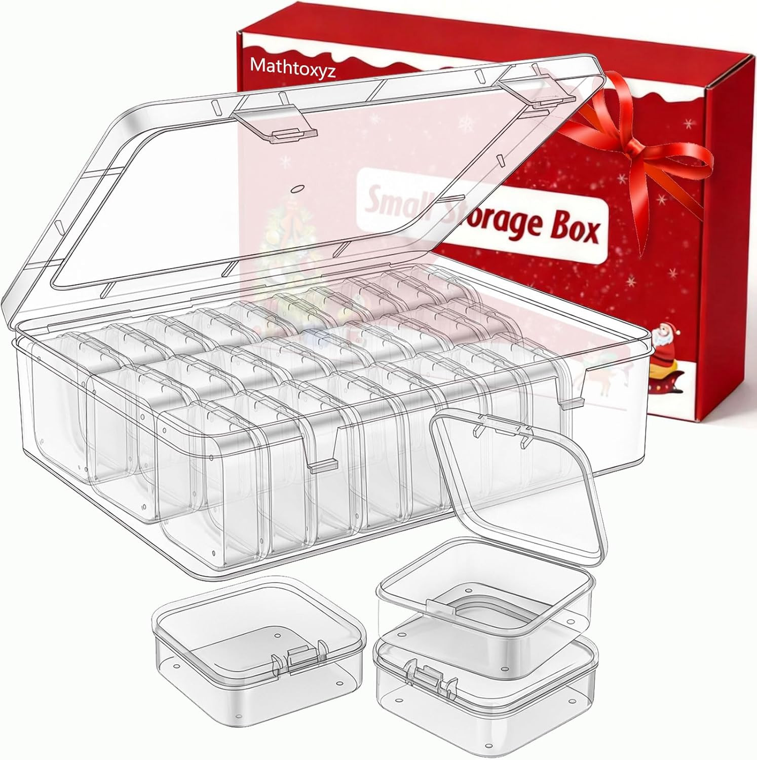 Mathtoxyz Bead Organizer Box, 30Pcs Small Beads Organizers and Storage Plastic C