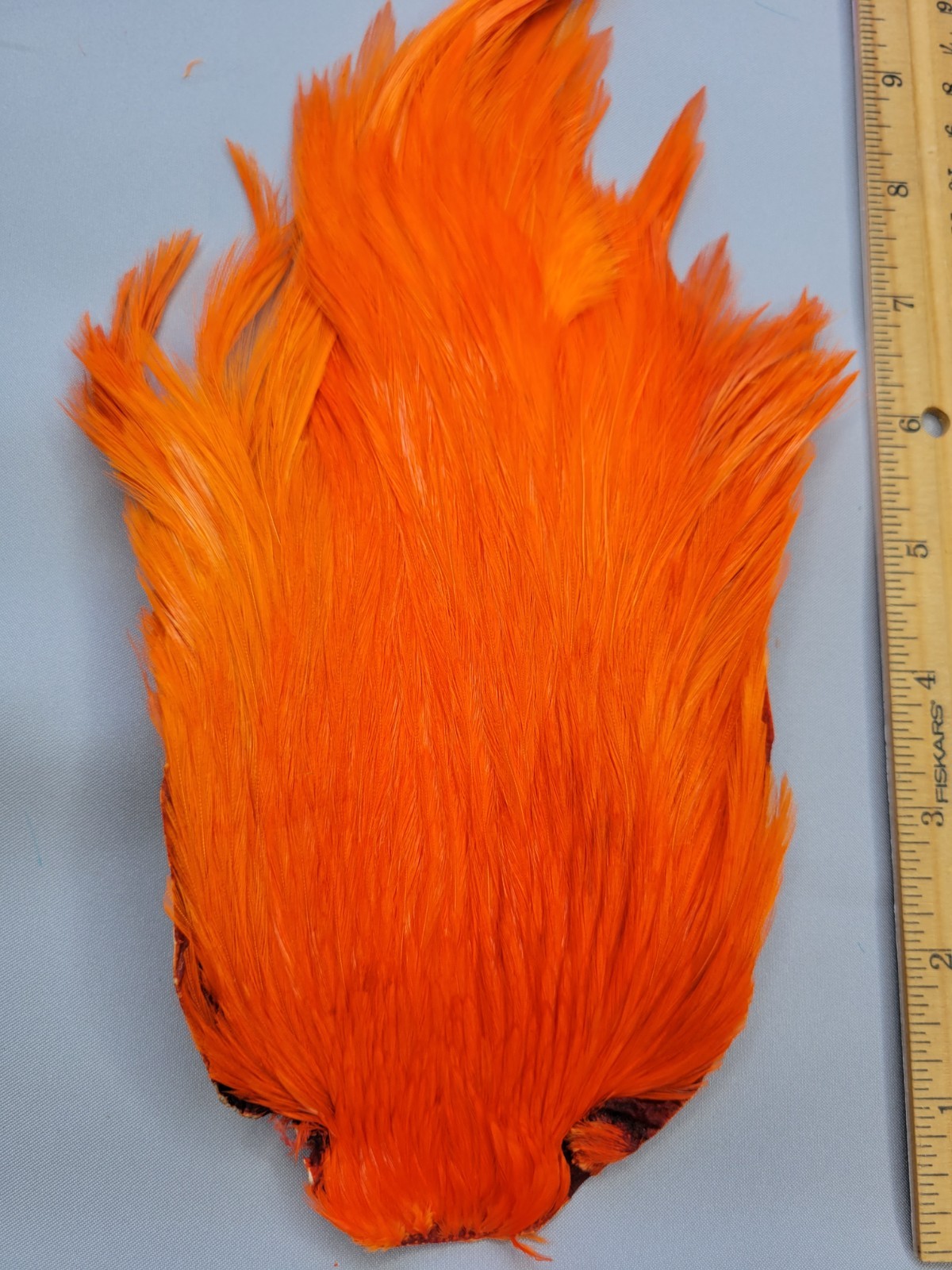 Lot 110,  Top Quality  ORANGE  India Rooster Streamer Neck Cape Feathers