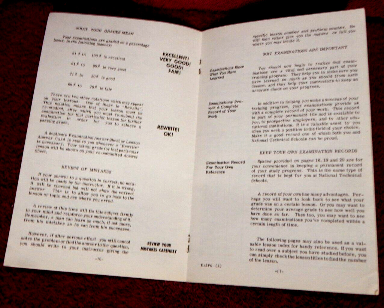 Vintage National Technical Schools Student Guide Book