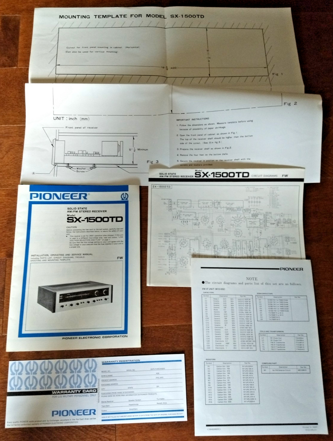Manual Fold Out & Schematic= Pioneer Solid State AM/FM Stereo Receiver SX-1500TD