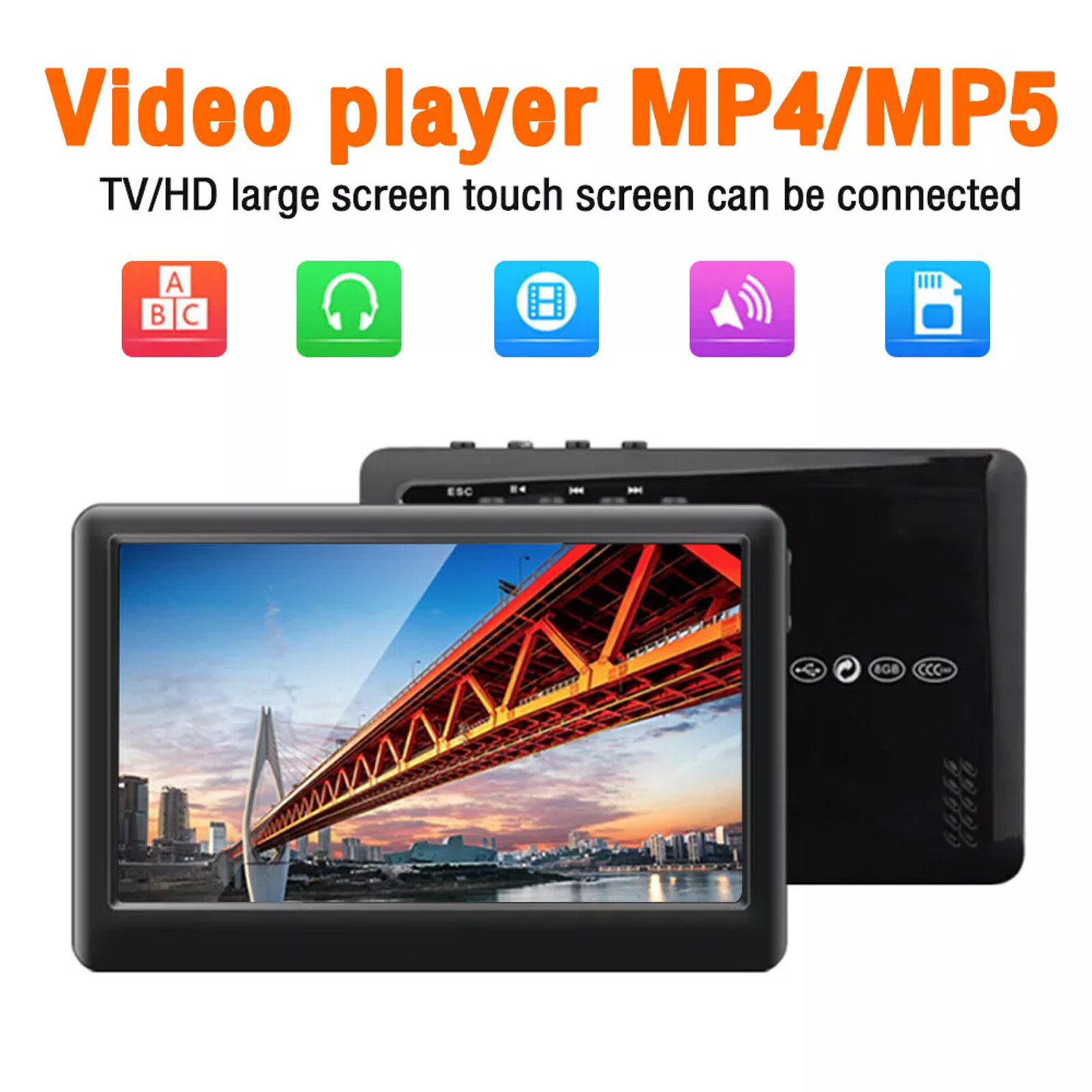 MP4 MP5 Video Player 4.3" Touch Screen MP3 Music Small Tablet Learning Tool