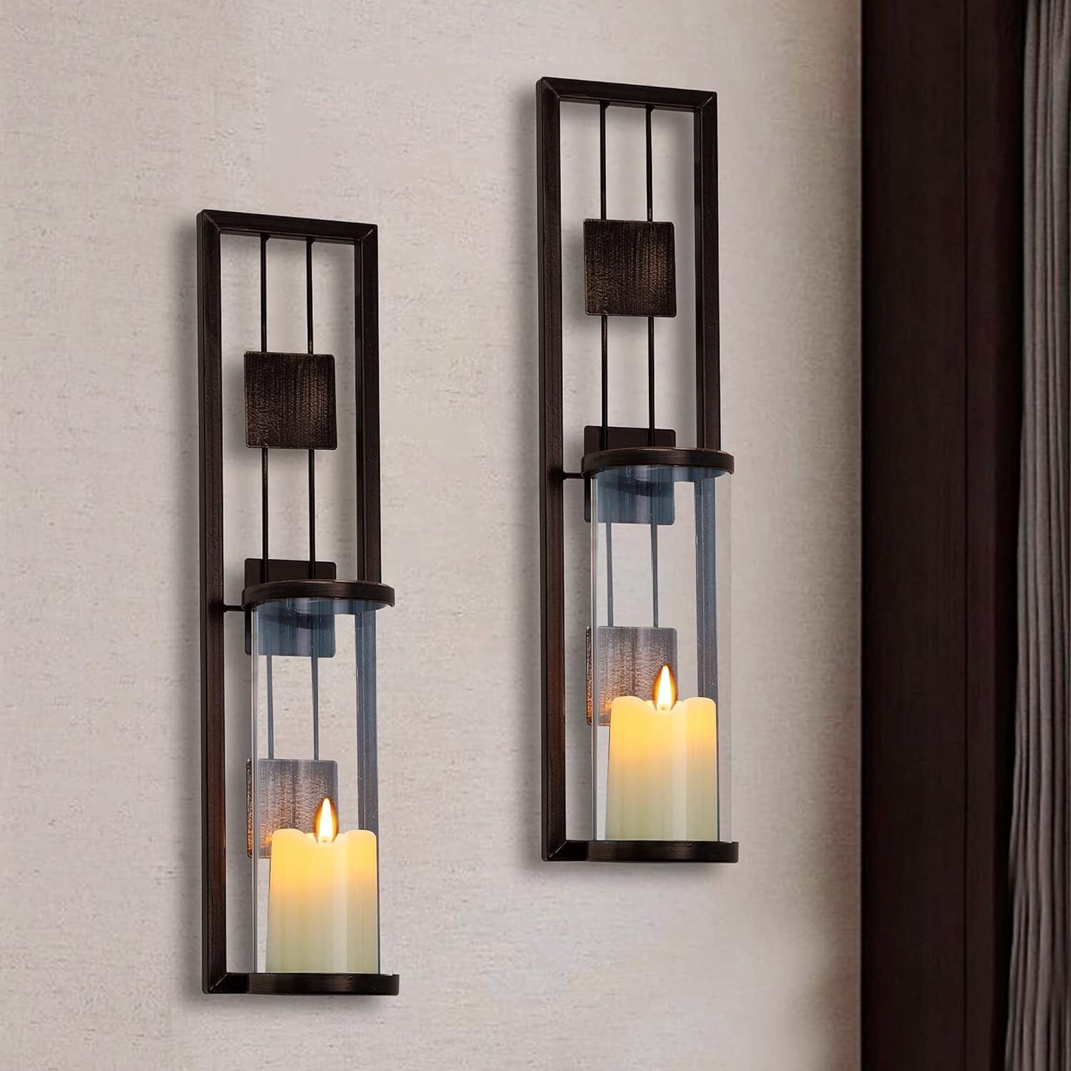 WALL SCONCE Candle Holder Metal Wall Decoration Set of 2