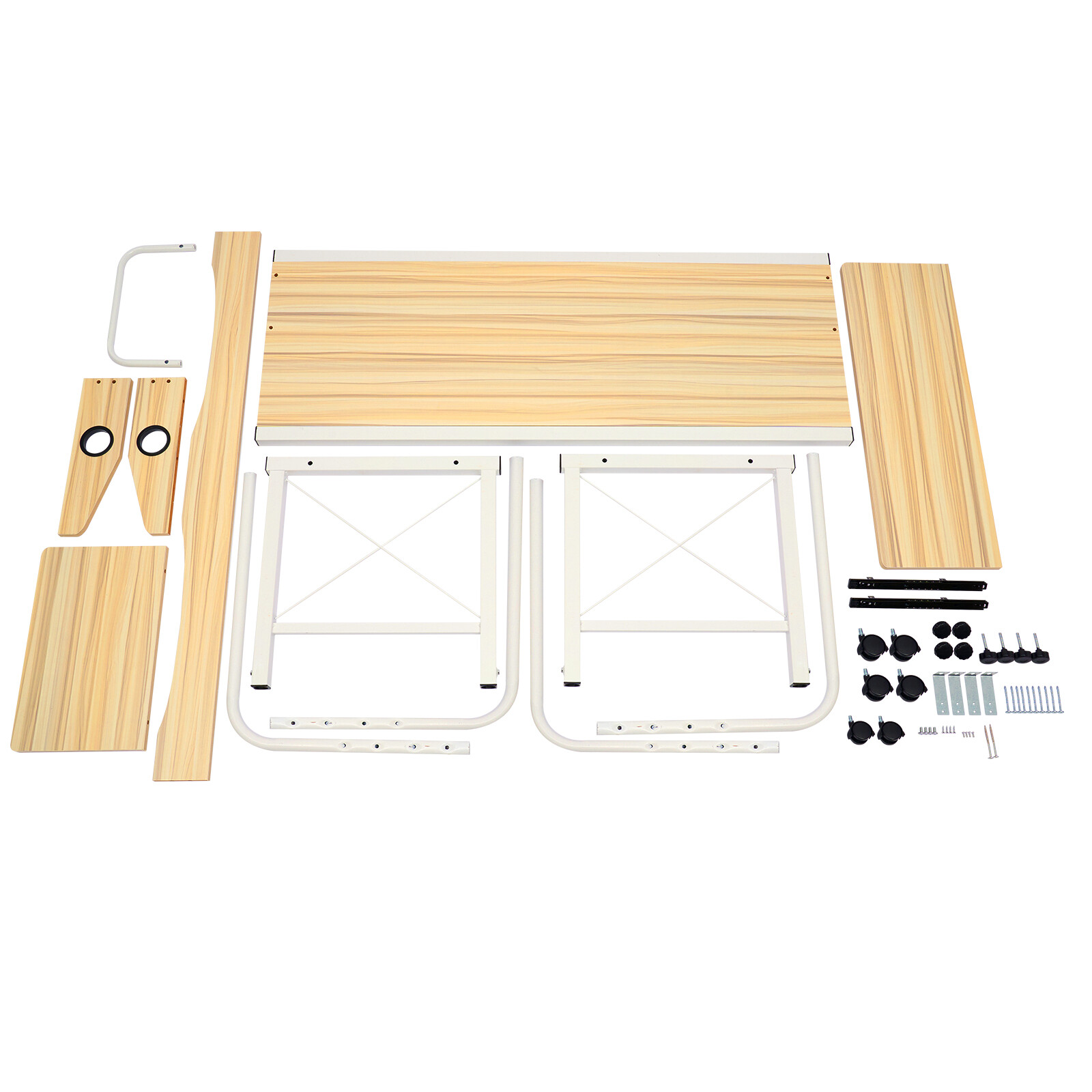 Over bed Table Desk Height Adjustable Rolling Laptop Computer Desk Cart For Home