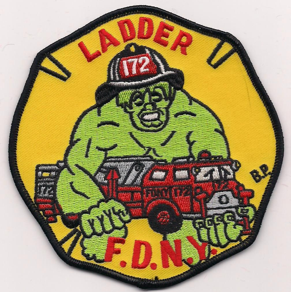 New York City - FDNY Tower Ladder-172 "Green Hulk", NY (4.75"x4.75") fire patch
