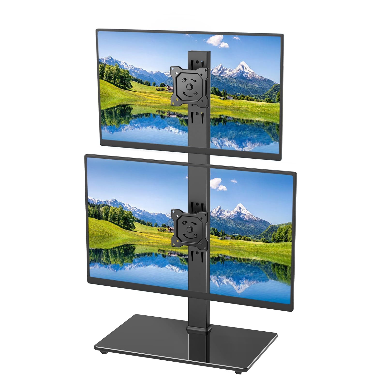 Freestanding Vertical Dual Monitor Desk Stand Mount VESA 75x75/100x100mm 88lbs
