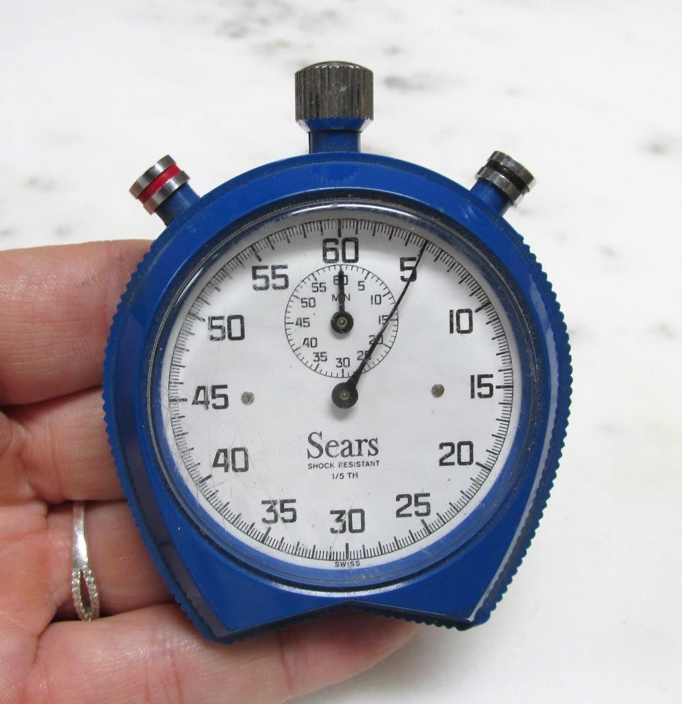 Vintage Blue Sears Stop Watch ~ 60mm ~ 11-D881
