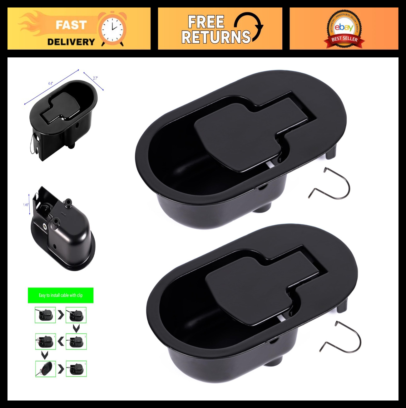 Universal Heavy-Duty Metal Recliner Pull Handle - 2Pcs, Fits Most Chairs & Sofas