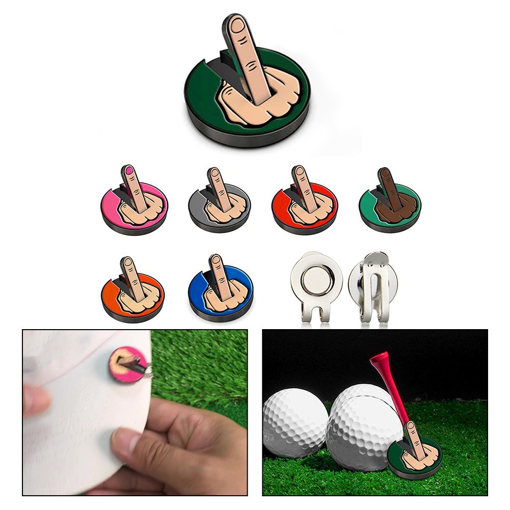 Middle Finger Graphic Golf Hat Clip with Strong Magnet and Portable Ball Marker