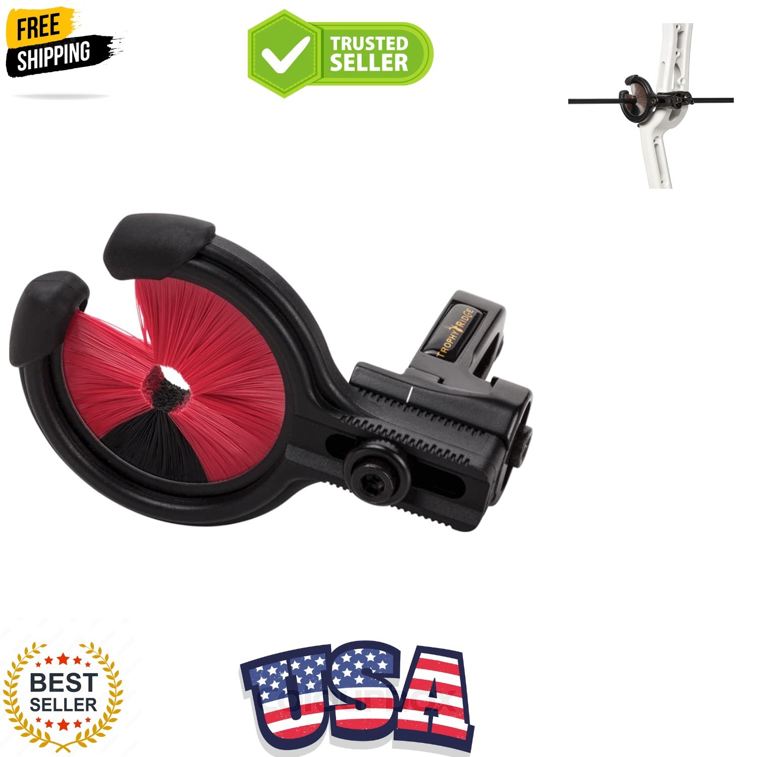 Kill Shot Whisker Biscuit Archery Arrow Rest, Ambidextrous, Red, Medium
