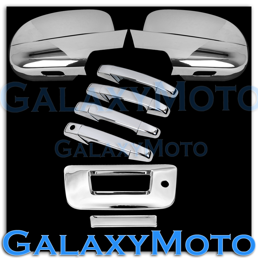 07-13 Chevy Silverado Chrome Full Mirror+4 Door Handle+Tailgate w.KH no CM Cover