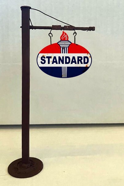 WEATHERED METAL O SCALE 1:48 1:18 SRANDARD OIL GAS STATION POLE SIGN DIORAMA