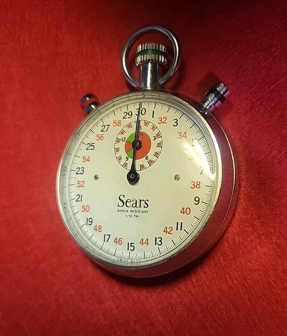 SEARS STOPWATCH White Dial With Red Lanyard SWISS