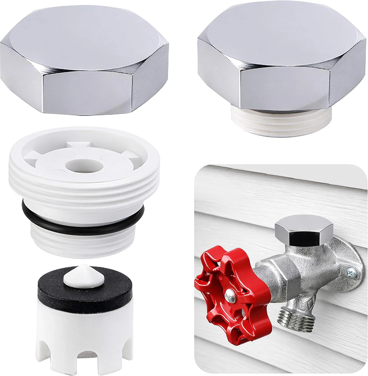 2 Pack Vacuum Breakers Outside Faucet, Stainless Steel Vacuum Breaker Repair Kit
