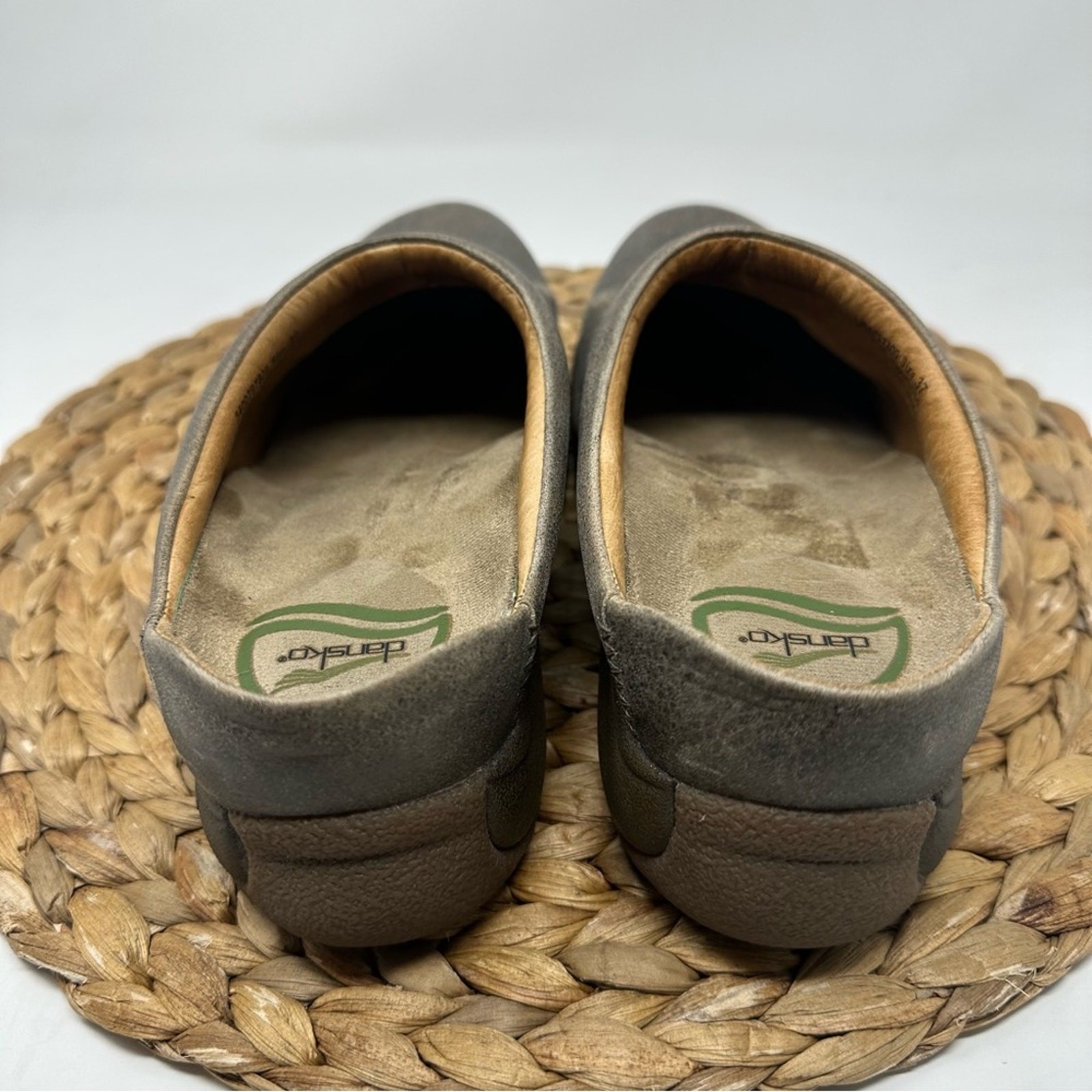 Dansko Kari Brown Distressed Leather Backless Clogs Size EU 37